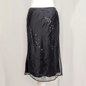 90s vintage silk beaded midi skirt